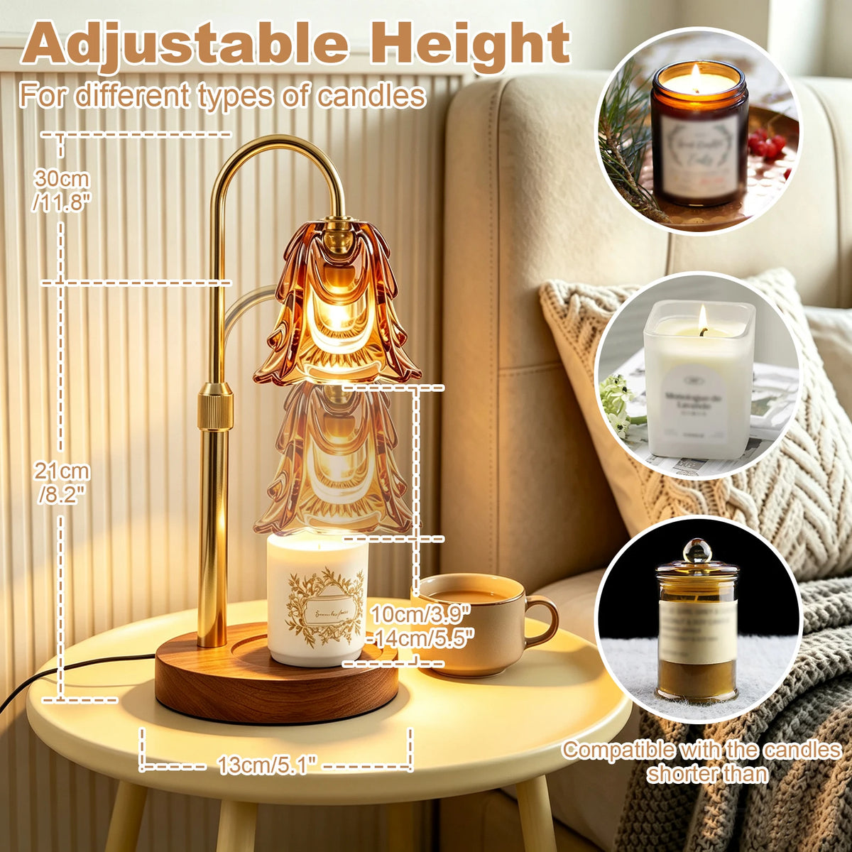 Ember & Mist Gold Candle Warmer Vintage Flower Table Lamp