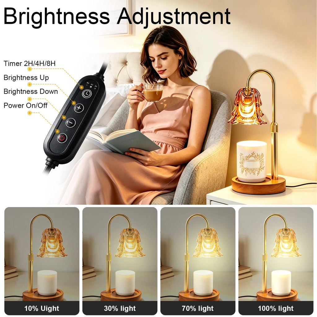 Ember & Mist Gold Candle Warmer Vintage Flower Table Lamp