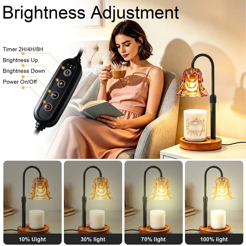Ember & Mist Gold Candle Warmer Vintage Flower Table Lamp