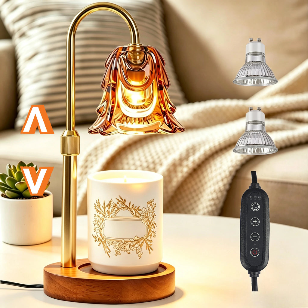 Ember & Mist Gold Candle Warmer Vintage Flower Table Lamp
