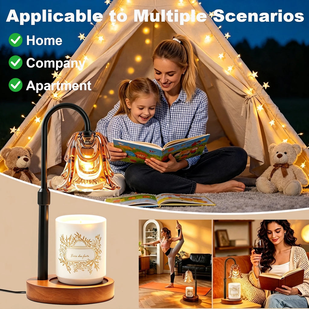 Ember & Mist Gold Candle Warmer Vintage Flower Table Lamp