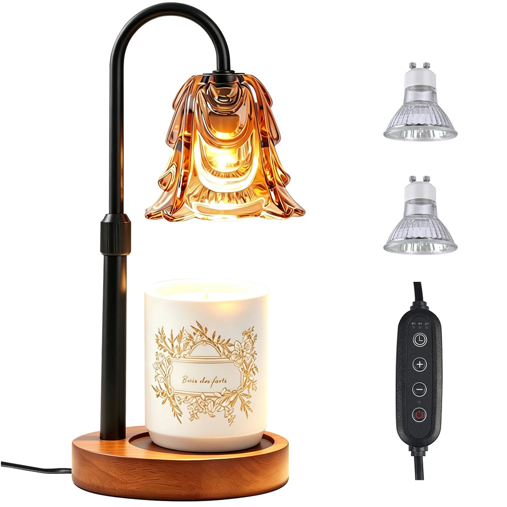 Ember & Mist Gold Candle Warmer Vintage Flower Table Lamp