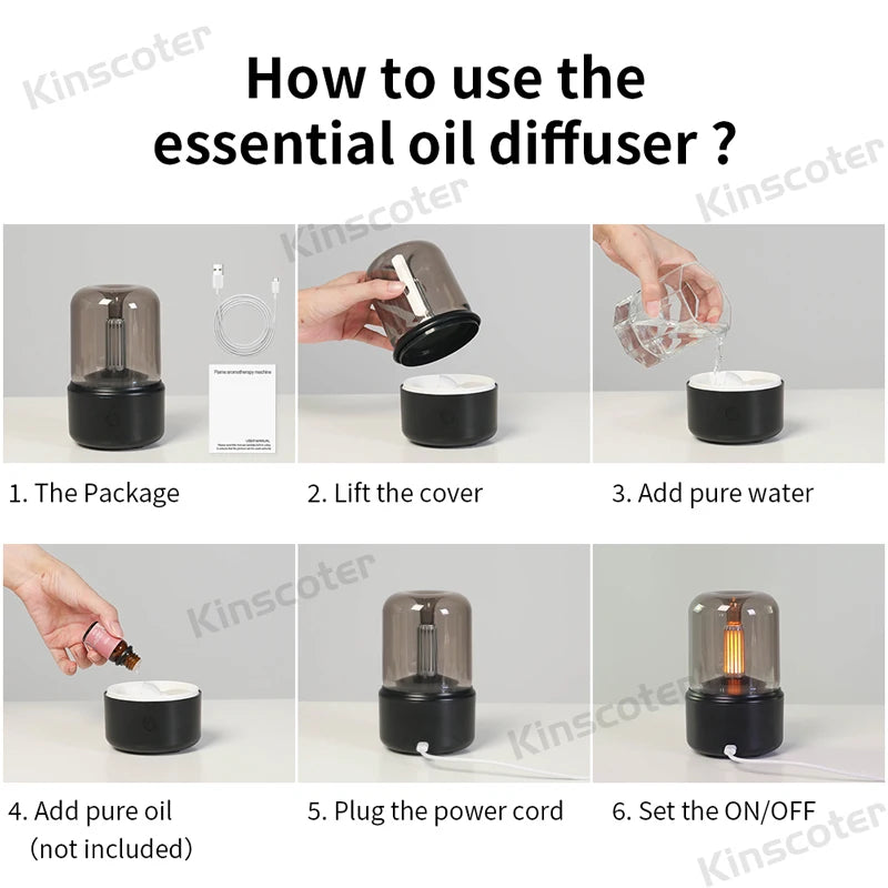 Ember & Mist Aromatherapy Diffuser Air Humidifier Essential Oil Night Light
